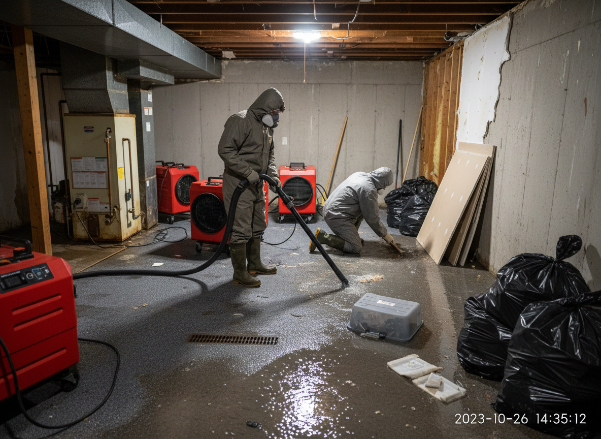 Basement flood cleanup in Riverton