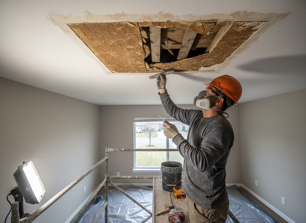 Ceiling water damage repair in Riverton